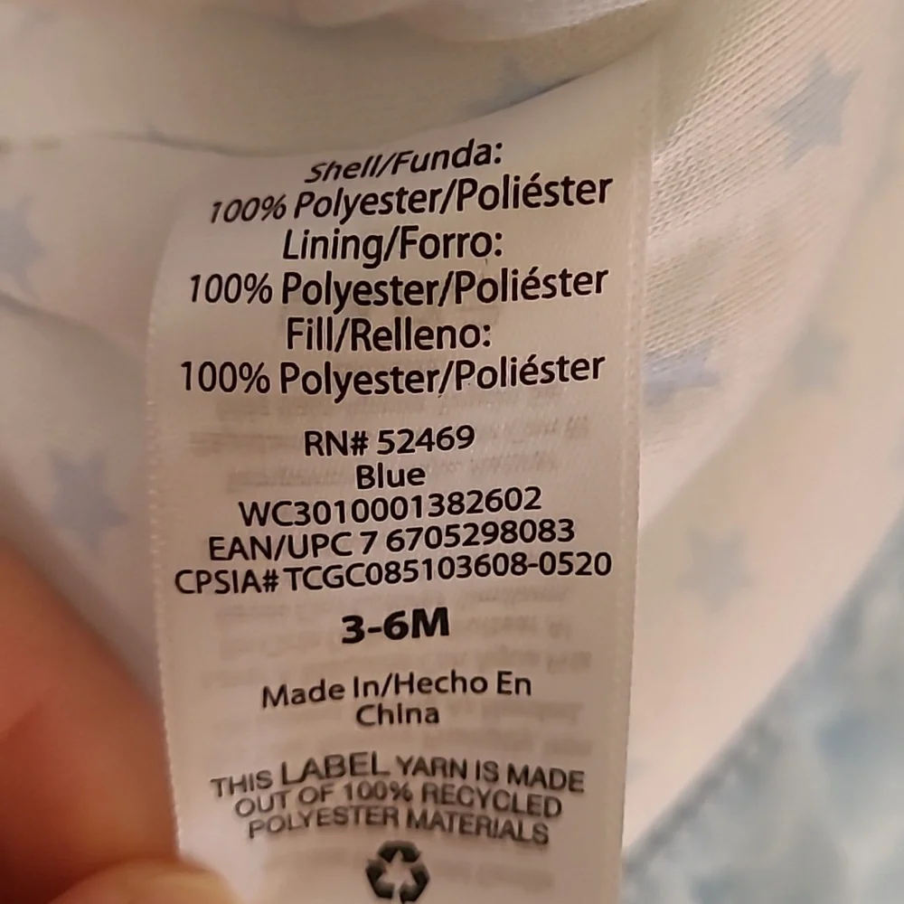 New! Wonder Nation baby blue 3-6 month zip up winter fleece onesie coat